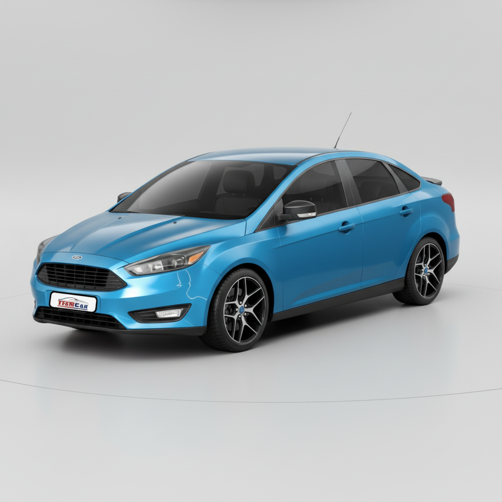 Blue Ford Focus III Sedan (2015–2018) car on a white background