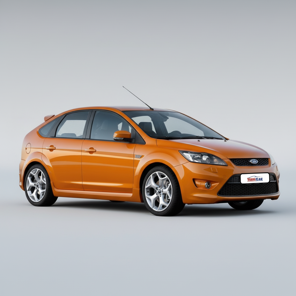Orange Ford Focus II Hatchback 5 usi 2008–2011 on a white background