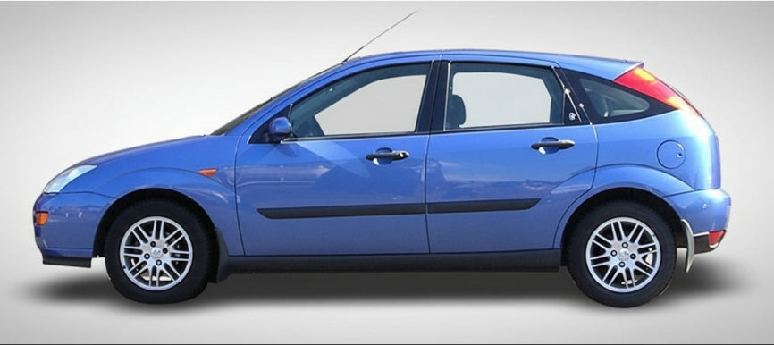 Blue Ford Focus Mk1 (1998–2004) on a GREY background