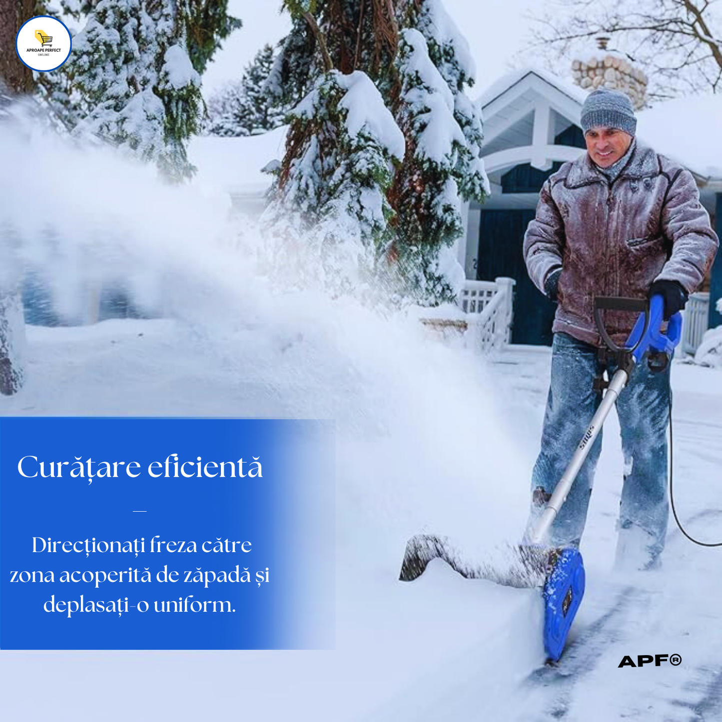 Freza de Zăpadă APF® 2000W, Cordless, Cu 2 Acumulatori  Lățime 250mm