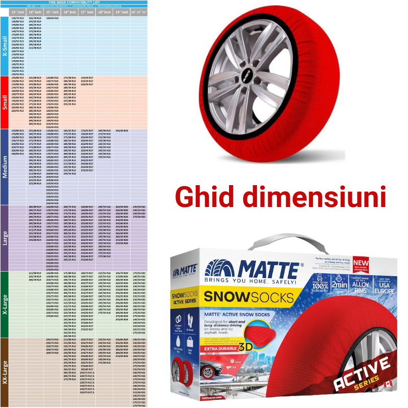 Lanturi textile auto MATTE SnowSocks Active – Marimea M