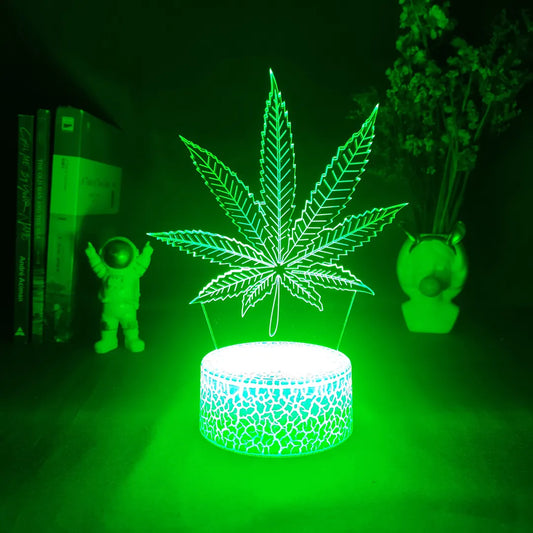 Marijuana Leaf Shape 3D Illusion Lamp LED