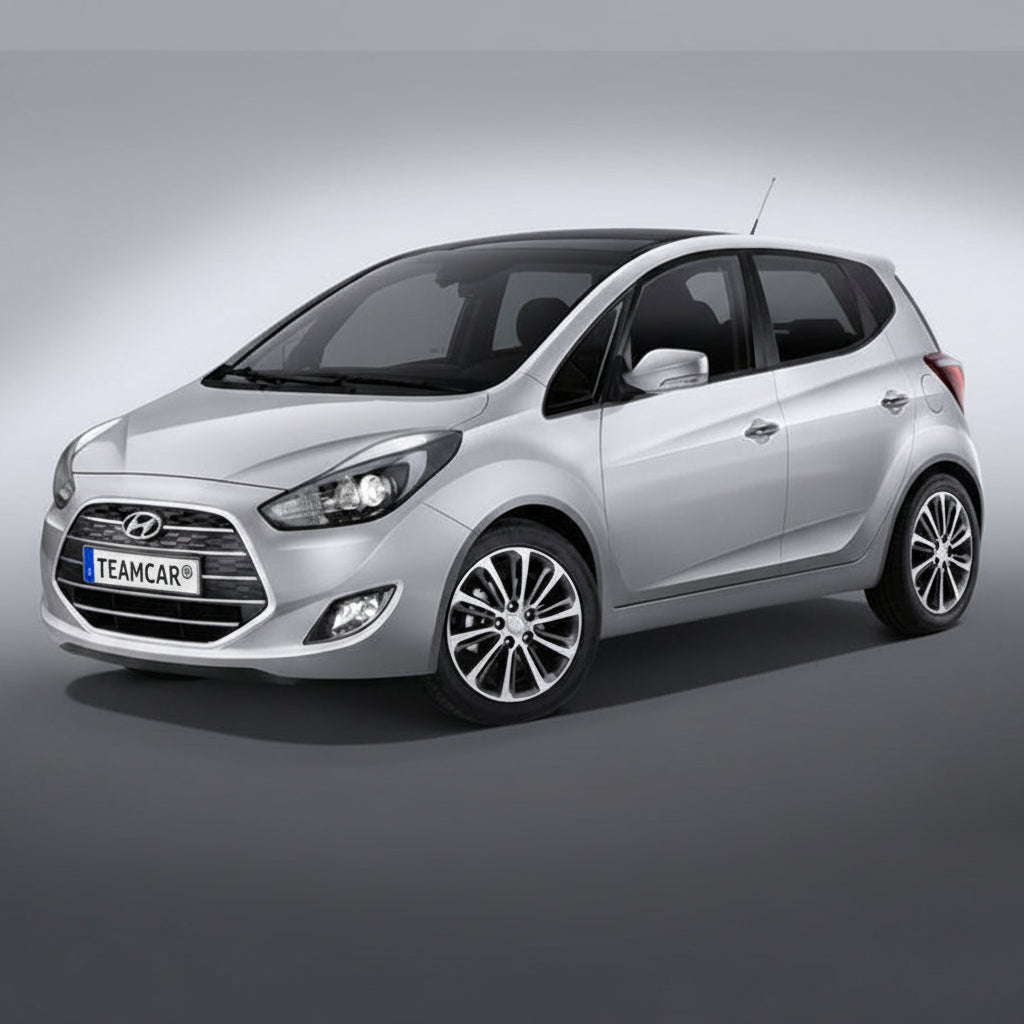 Silver Hyundai car on a gray background