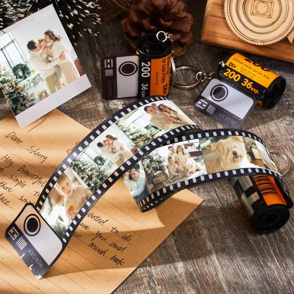 Breloc Personalizat Foto Tip Rolă de Film - Cadou Romantic pentru Cupluri