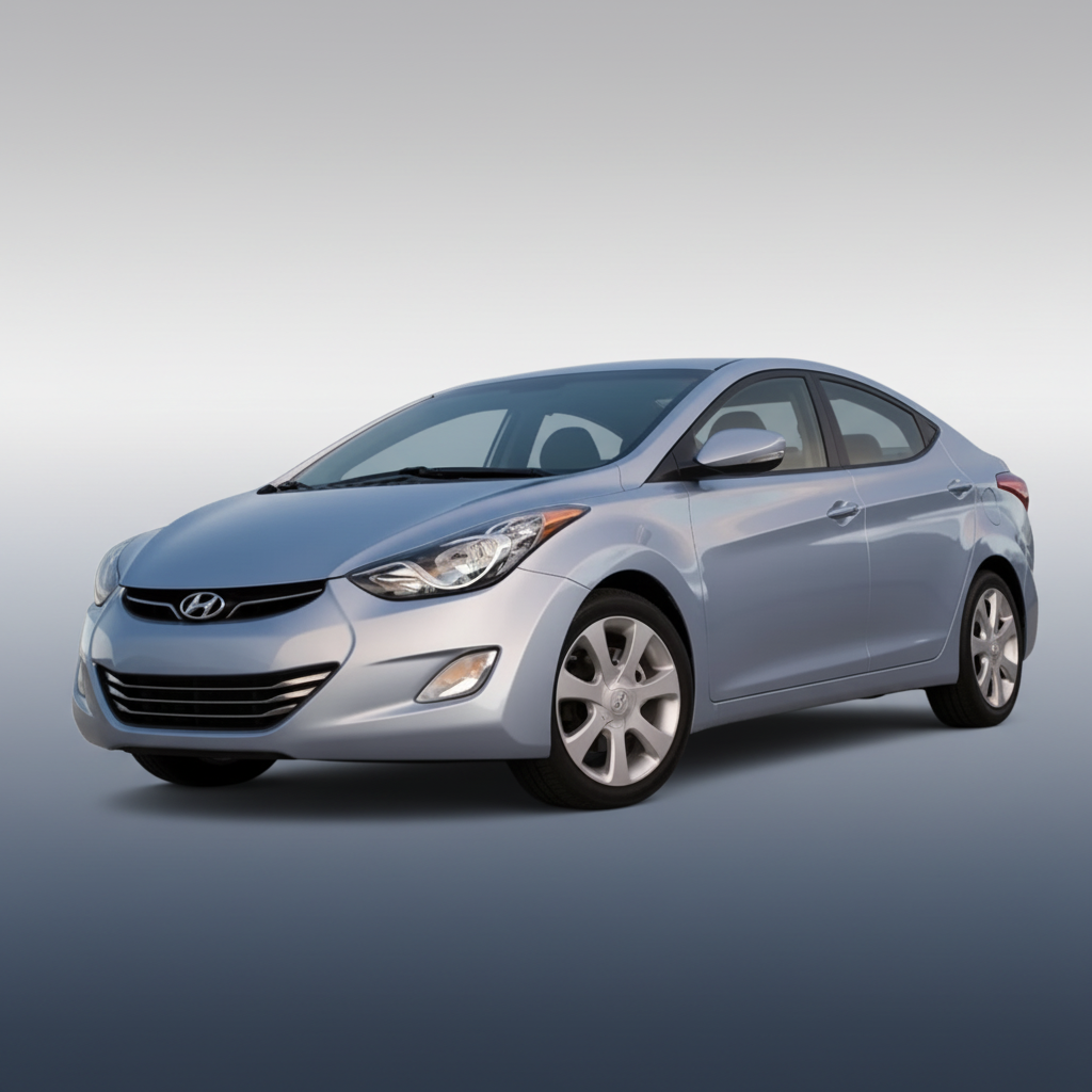 Silver Hyundai car on a road with a clear sky background
