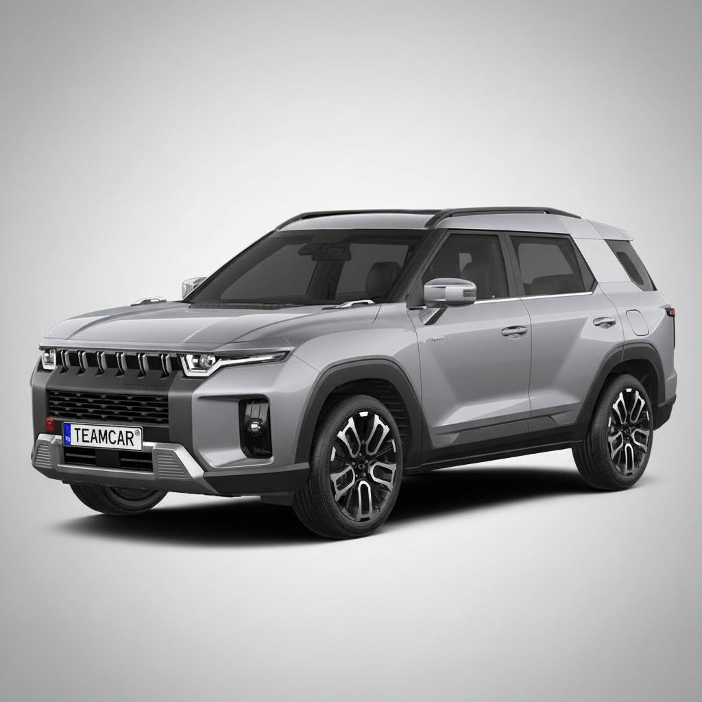 Gray SUV on a white background