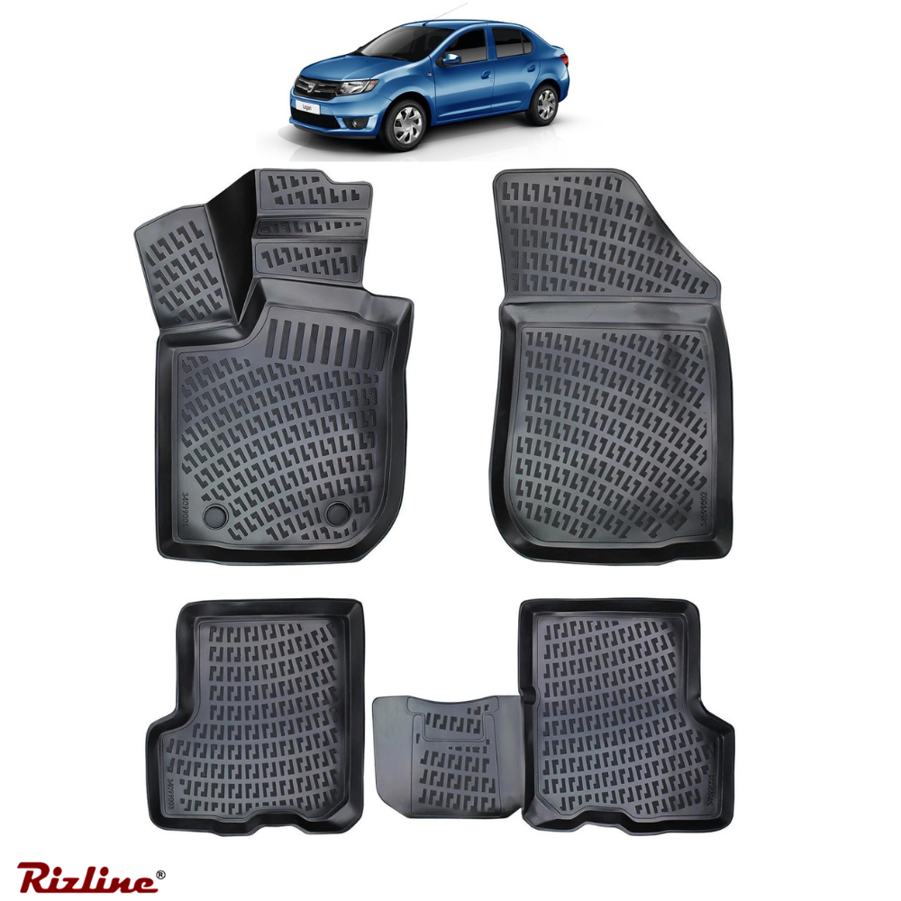 Rizline 3D tray car mats – Dacia Logan 2 (2013–2024) – Front + rear set