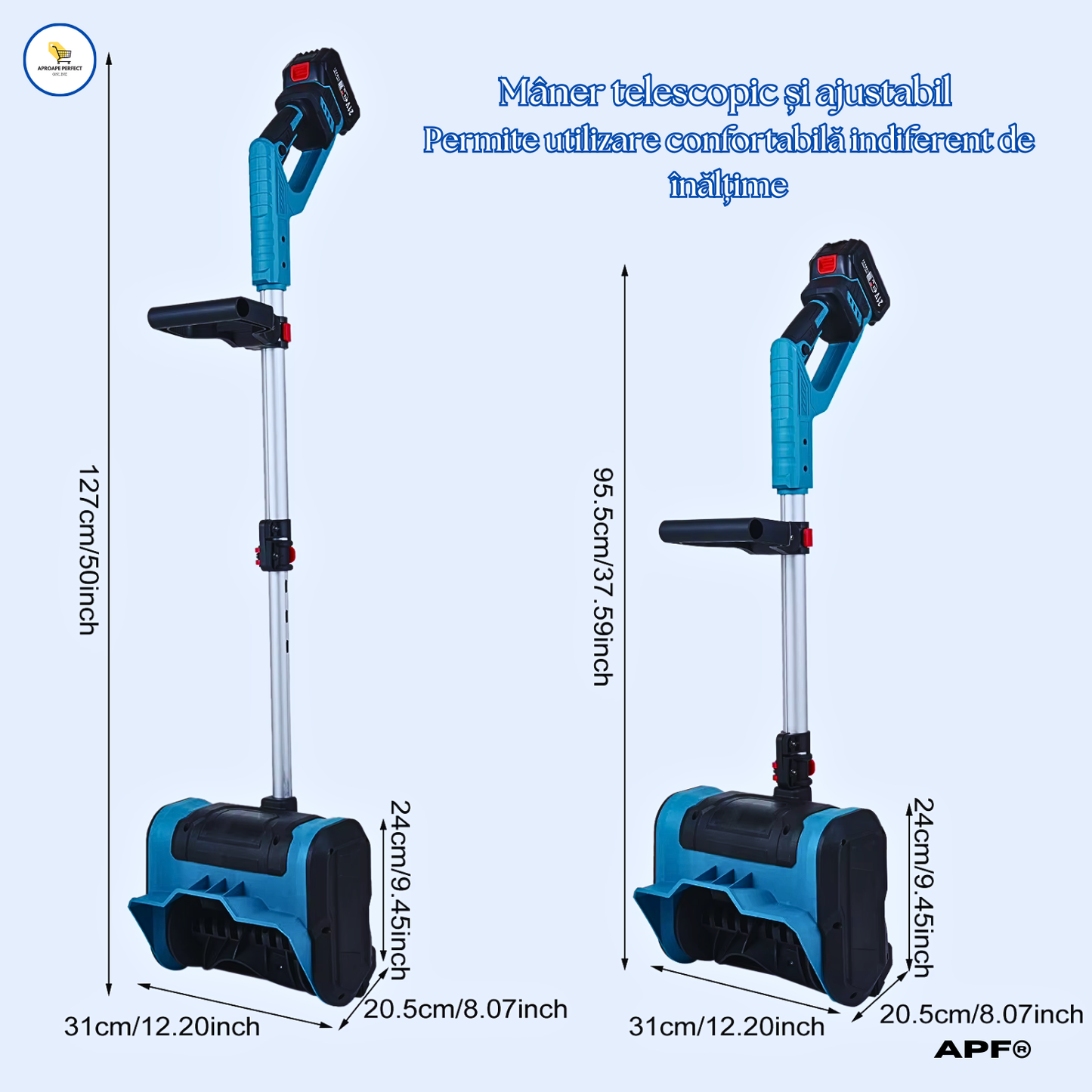Freza de Zăpadă APF® 2000W, Cordless, Cu 2 Acumulatori  Lățime 250mm