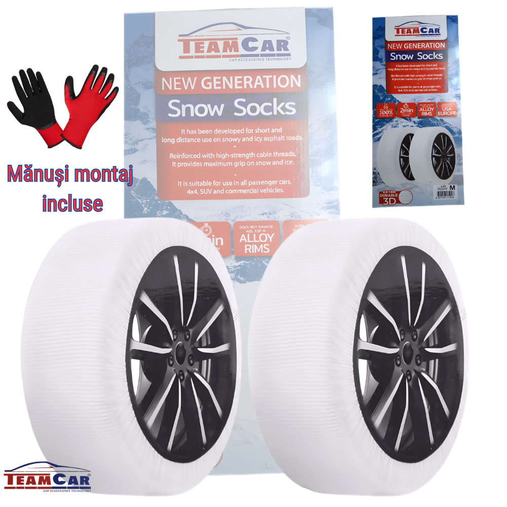 Sosete zapada TeamCar M – Alternativa lanturi auto textile pentru anvelope