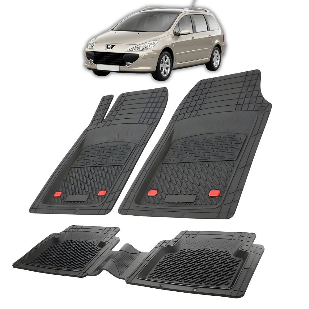 Fußmatten-Set, passend für Peugeot 307 FL (SW 2005-2008), Schwarz