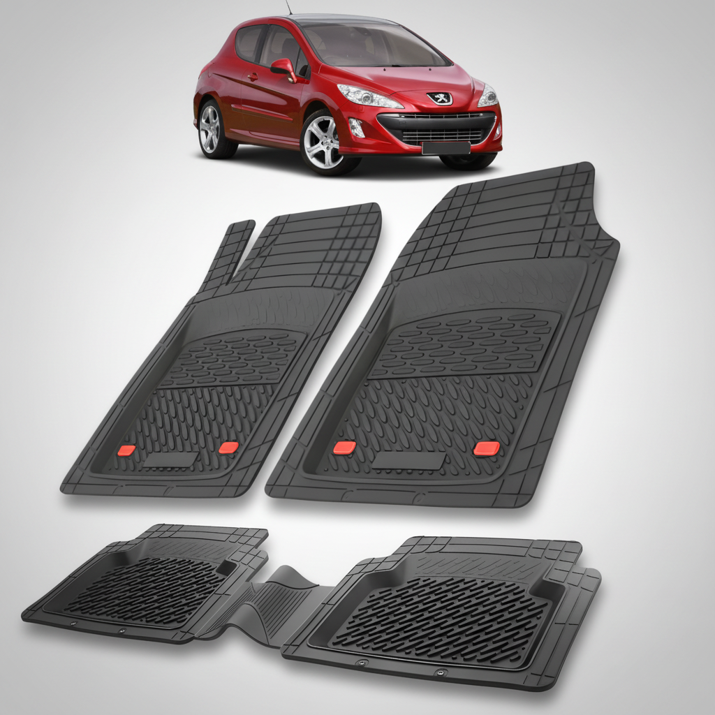 Car Mats Tray Compatible Peugeot 308 3 Doors (2007-2011) Black