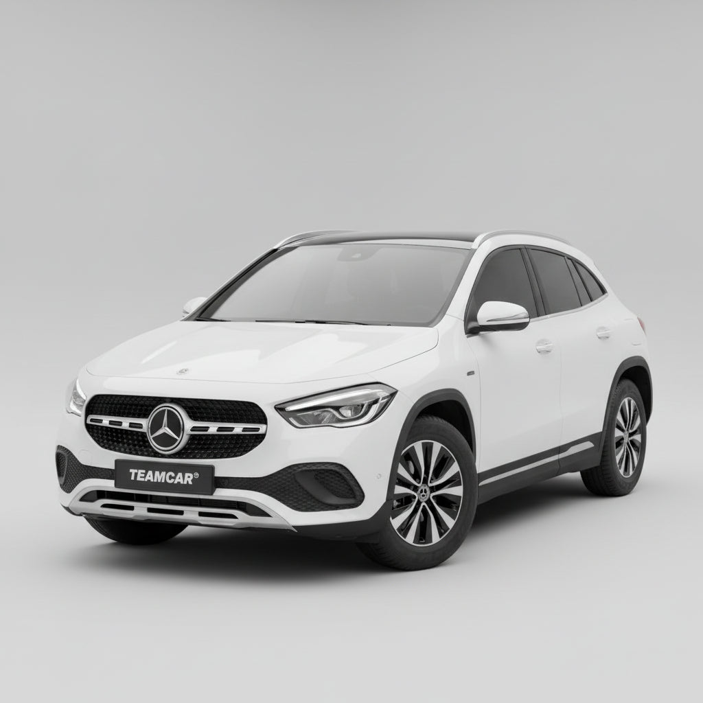 White Mercedes-Benz SUV  with a blurred background