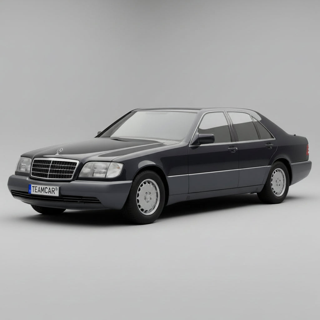Black Mercedes-Benz car on a gray background