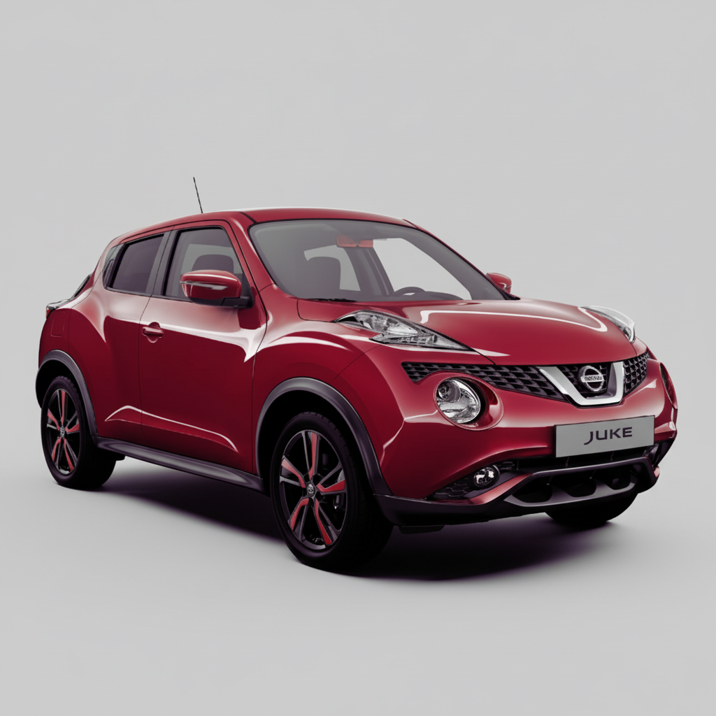 Red Nissan Juke on a white background