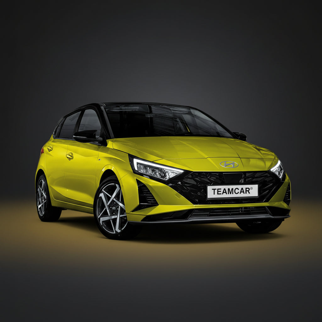 Yellow Hyundai-i20 car on a black background