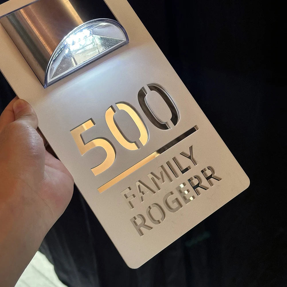 Placă Personalizată cu Număr de Casă 3D LED - Semn Iluminat Exterior Rezistent la Apă