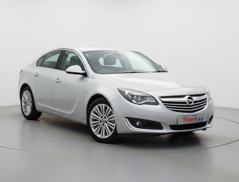 Silver Opel Insignia A (2008–2017) hatchback on a white background