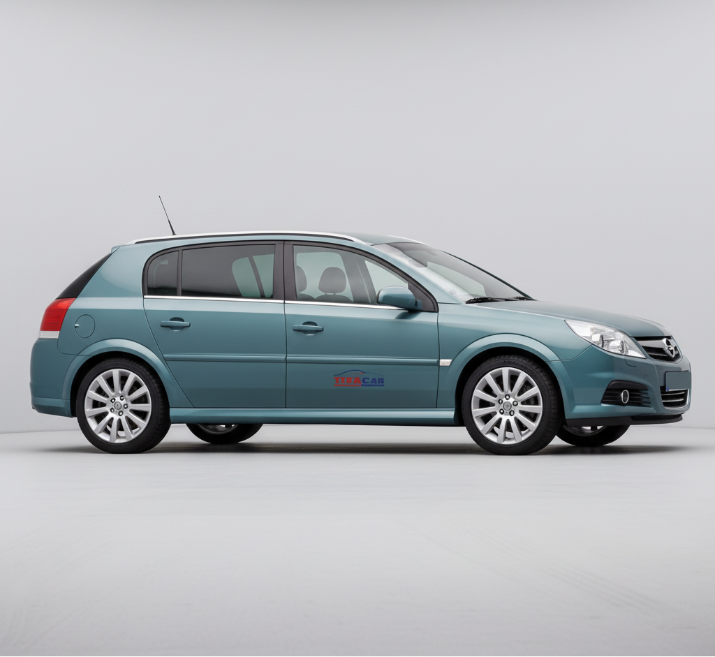 Blue Opel Signum (2003–2008) on a white background
