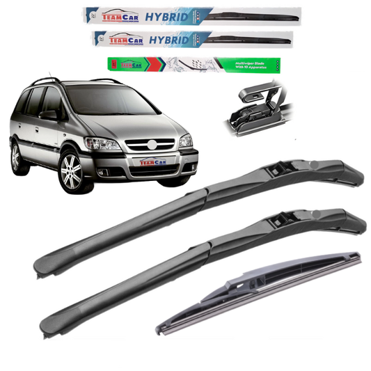 Car wiper blades with an Opel Zafira A (1999–2005) packaging on a white background