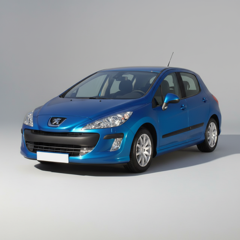 Blue Peugeot 308 I Hatchback on a white background
