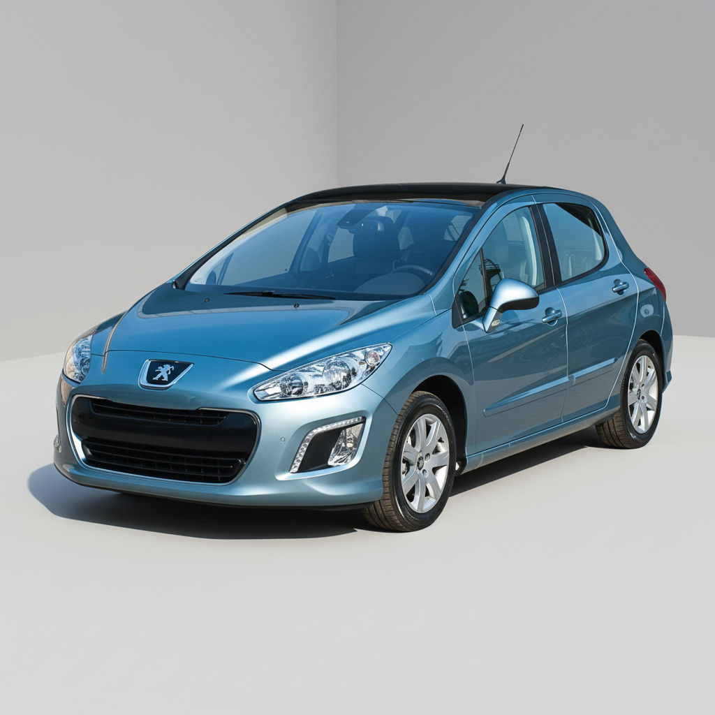 Blue Peugeot 308 I Hatchback FL (2011–2013)on a white background