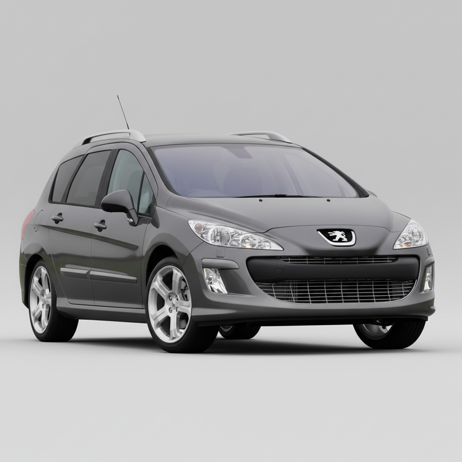 Gray Peugeot car on a white background