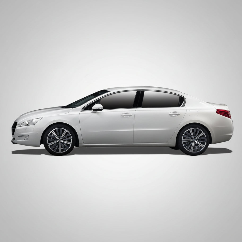 White sedan car on a white background