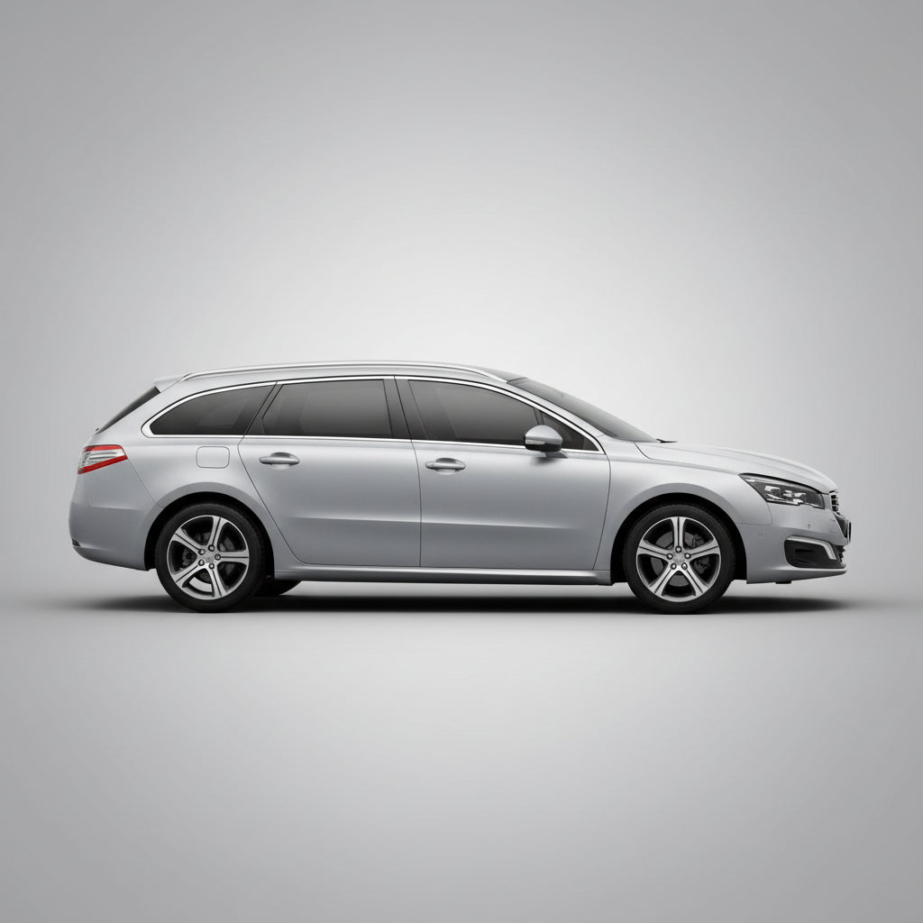 Silver car on a gray background