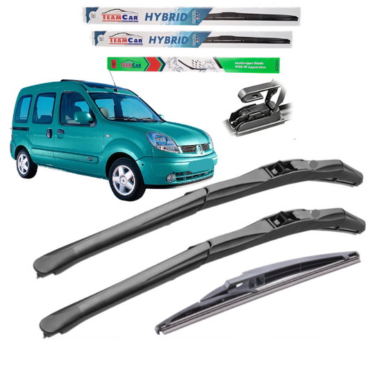 Car wipers with a Renault Kangoo I 1997–2007 model on a white background