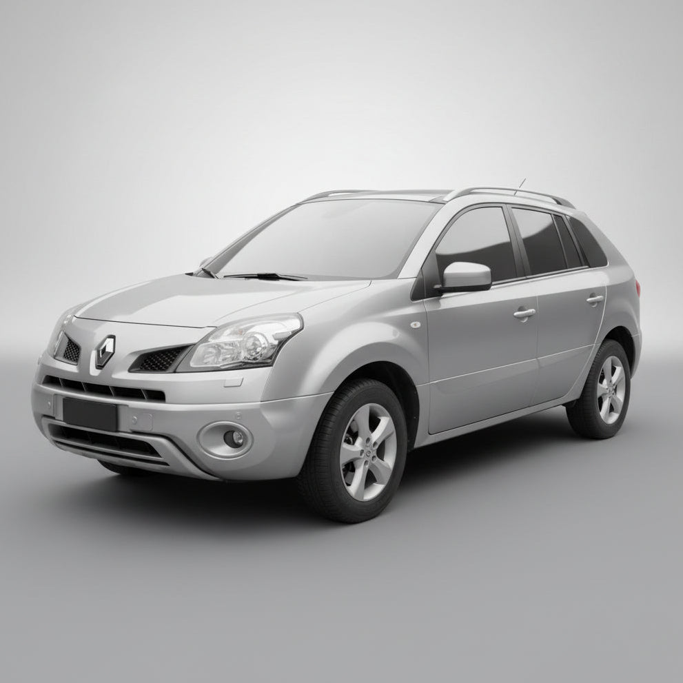 Silver SUV on a gray background