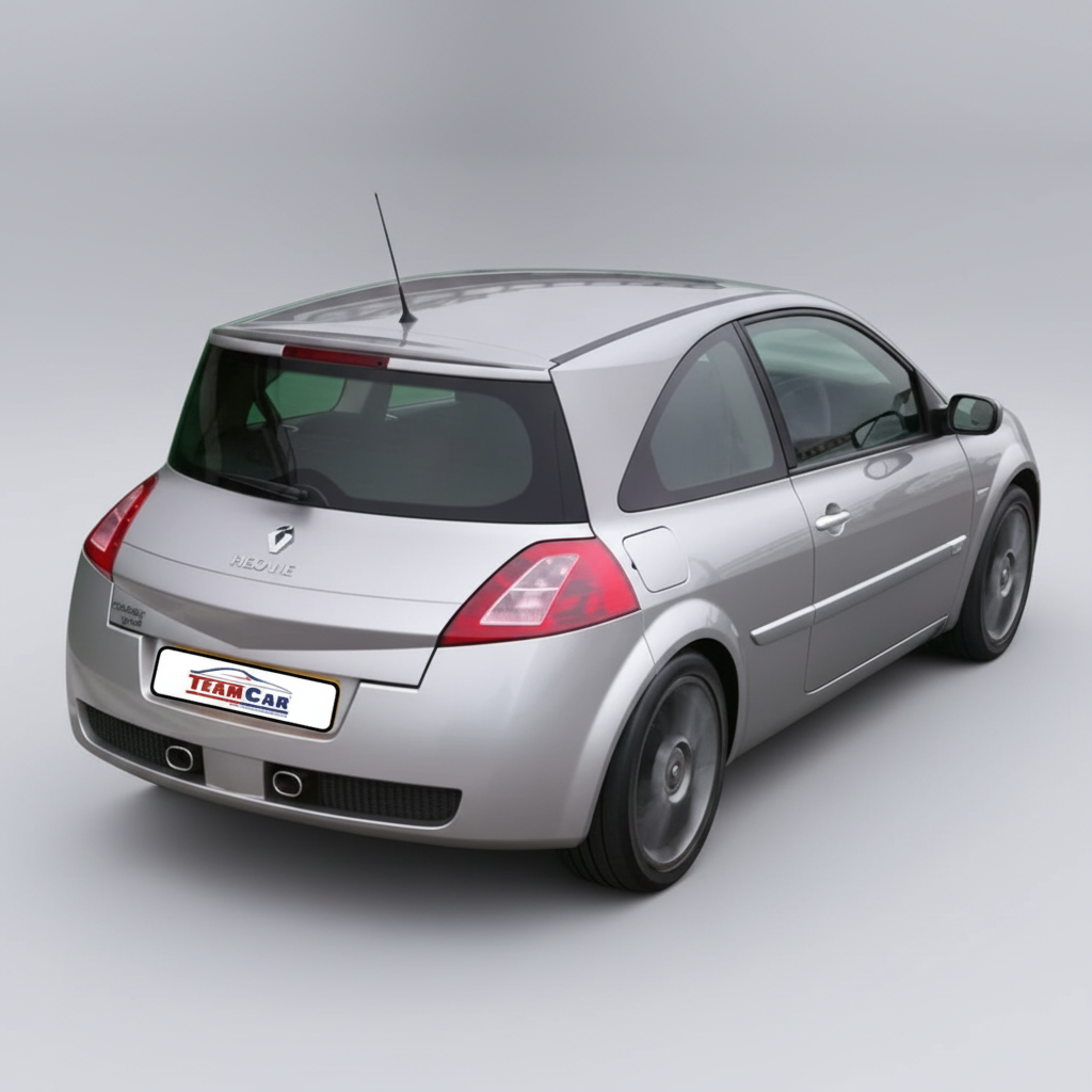 Silver Renault Megane II (2002–2005) on a white background