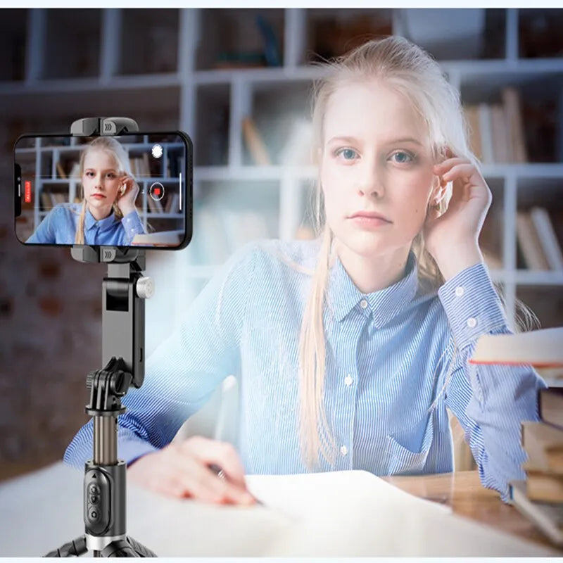 Trepied Stabilizator Gimbal cu Urmărire Automată și Lumini Fill pentru Fotografie și Live Streaming - Compatibil cu Smartphone-uri