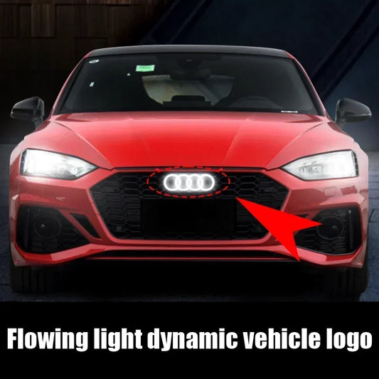 Car ABS Luminous Four Rings Grille Emblem Light Dynamic Streamer Atmosphere Light For Audi A3 A4 A6 A7 Q3 Q5 Q7 Q8 Accessories