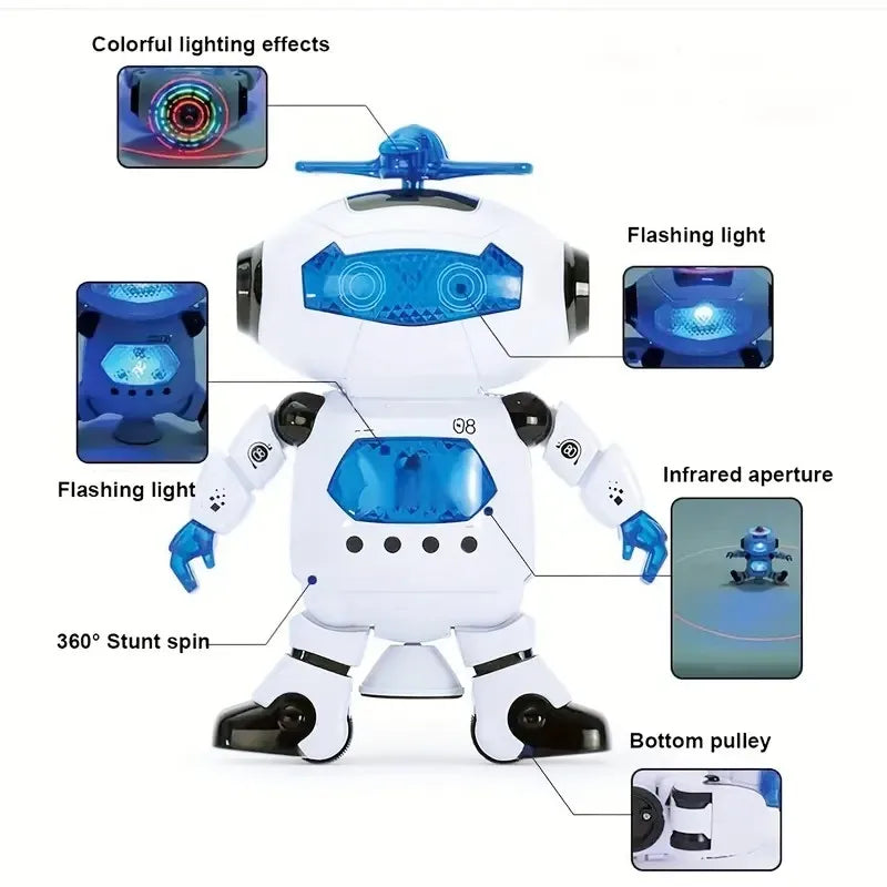 Jucărie Robot Dansator cu LED și Muzică - Cadou Perfect de Ziua de Naștere și Crăciun pentru Copii