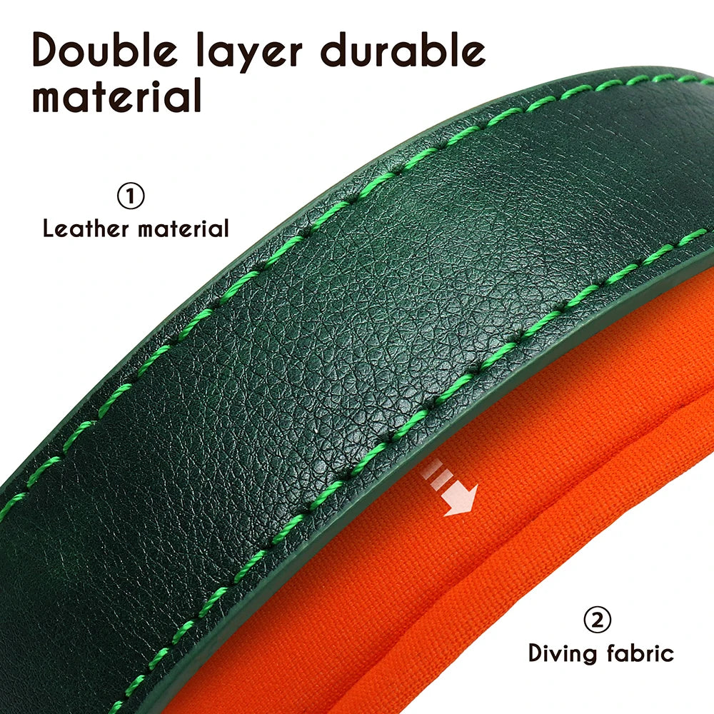 Zgardă Pet Pentru Câine Anti Pierdere Personalizată Din Piele-double layer durable material(leather & diving fabric)