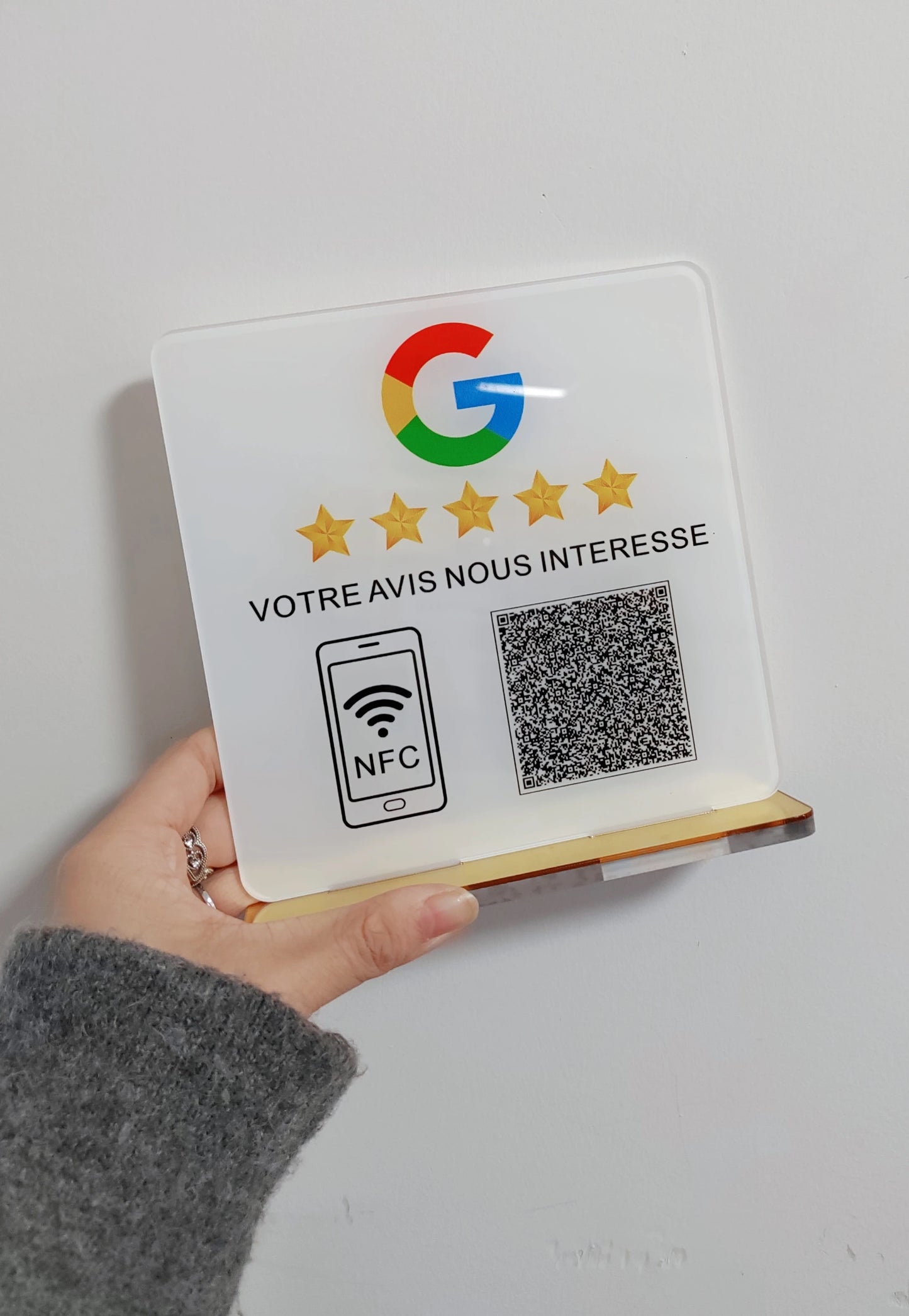 Placă Personalizată Google Review cu Cod NFC - Semn din Acril pentru Afaceri și Magazine