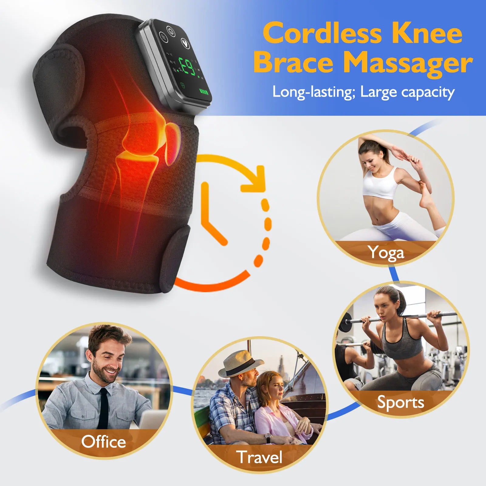 Cordless Knee Brace Massager ,Long-Lasing,Large Capaity