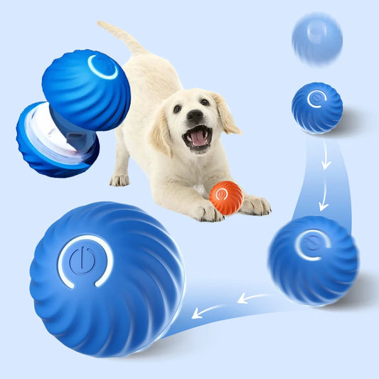 Imagine cu Minge Electronică Smart Dog Toy Ball, prezentând lumini LED și designul durabil.