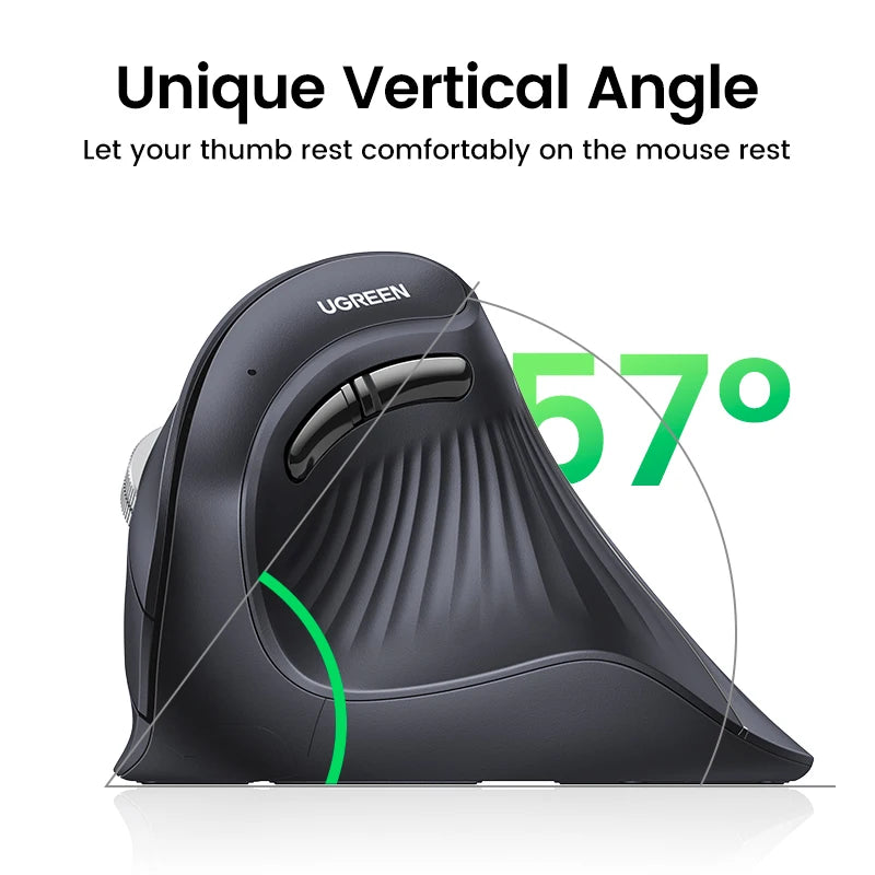 Mouse Vertical Wireless Ergonomic UGREEN MU008 - Bluetooth 5.0 și 2.4G