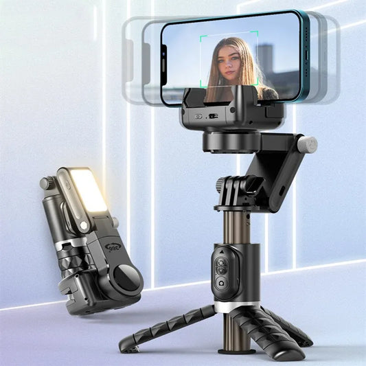 Trepied Stabilizator Gimbal cu Urmărire Automată și Lumini Fill pentru Fotografie și Live Streaming - Compatibil cu Smartphone-uri