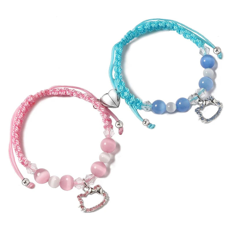 Couples Bracelets 6 - Brățări Cuplu Magnetice Roz Fucsia