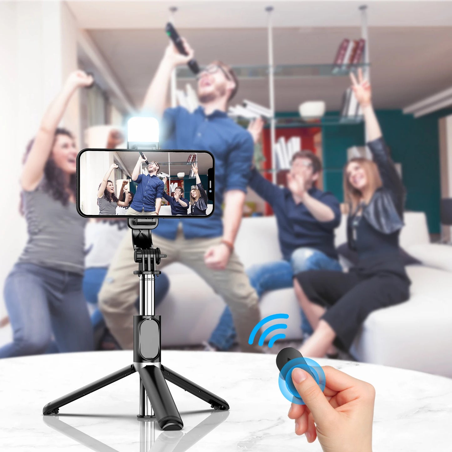 Trepied Extensibil cu Bluetooth pentru Selfie, 41 Inch - Suport Universal pentru Smartphone, Ideal pentru Fotografii și Vlogging