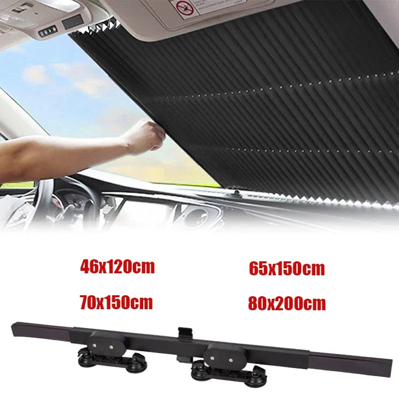 Parasolar Auto Retractabil cu Protecție UV pentru Parbriz - Vară, Accesorii Interioare Auto, 4 Mărimi Disponibile