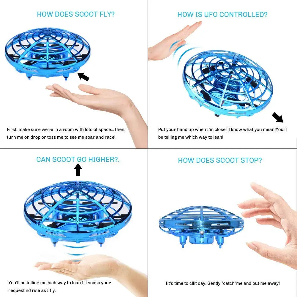 Mini Drone UFO RC cu Control Manual și Senzori Infrarosu