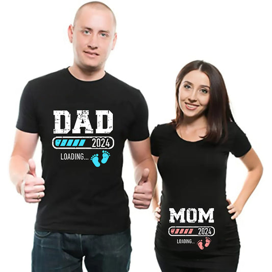 t shirt pentru anunț maternitate cupluri,dad 2024,mom 2024