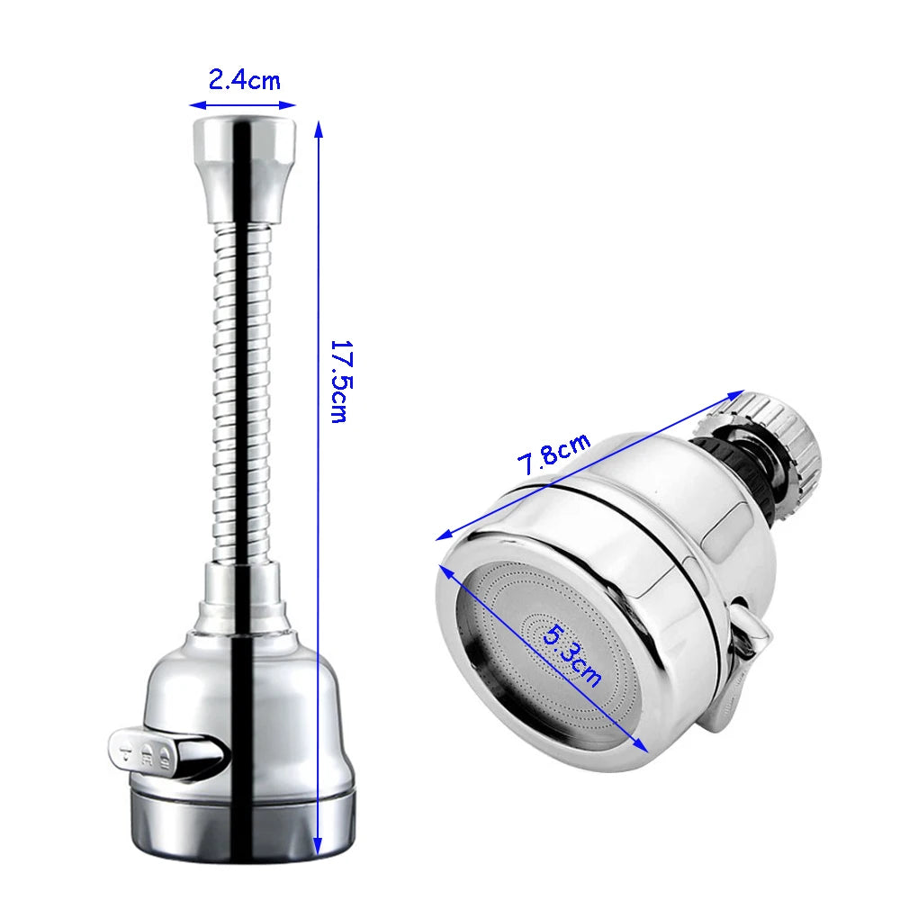 dimensiuni Adaptor Extensibil 2 Moduri pentru Robinet, Rotire 360°, Economizor de Apă, Accesoriu Bucătărie și Baie,2,4/17,5 cm și 7,8/5,3 cm