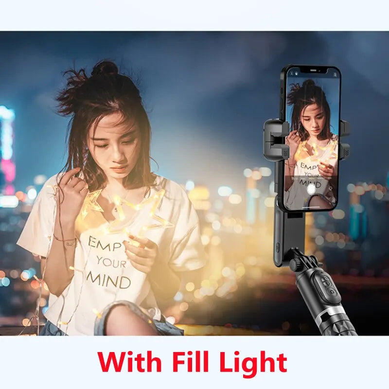 Trepied Stabilizator Gimbal cu Urmărire Automată și Lumini Fill pentru Fotografie și Live Streaming - Compatibil cu Smartphone-uri