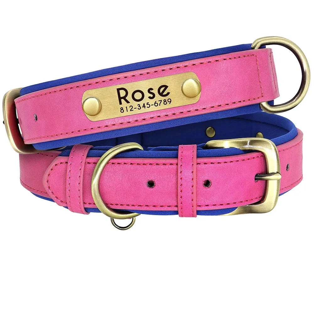 Zgardă Pet Pentru Câine Anti Pierdere Personalizată Din Piele dark pink and velvet color