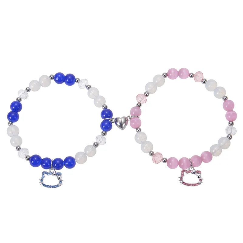 Couples Bracelets 7 - Brățări Cuplu Magnetice Argintiu Metalic