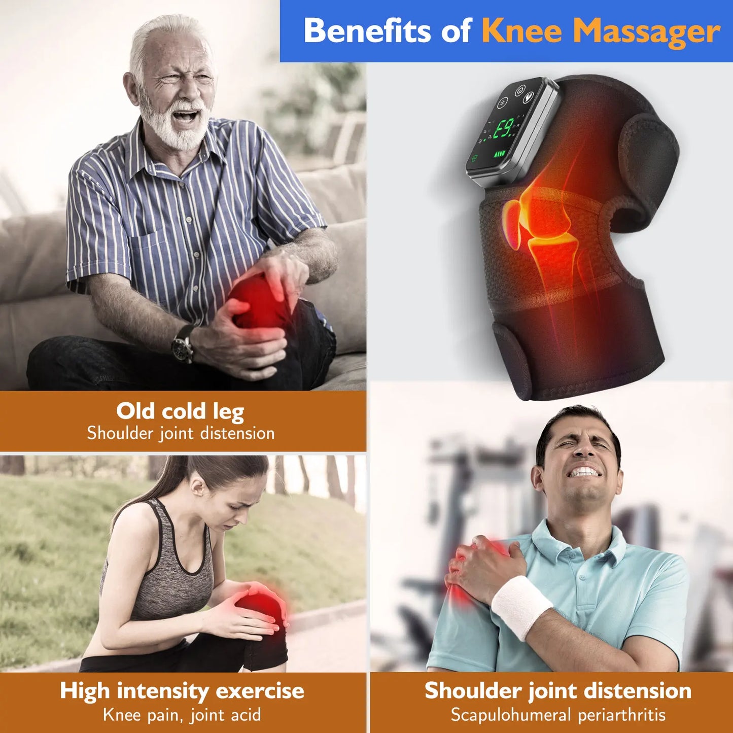 Knee Massager Electric Joint Physiotherapy - Pentru Relaxare și Alinare Rapidă A Durerilor Articulare